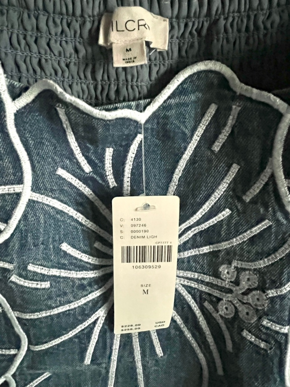 Anthropologie Pilcro Light Denim Floral Appliqué Maxi Dress Size Medium NWT - Picture 9 of 12